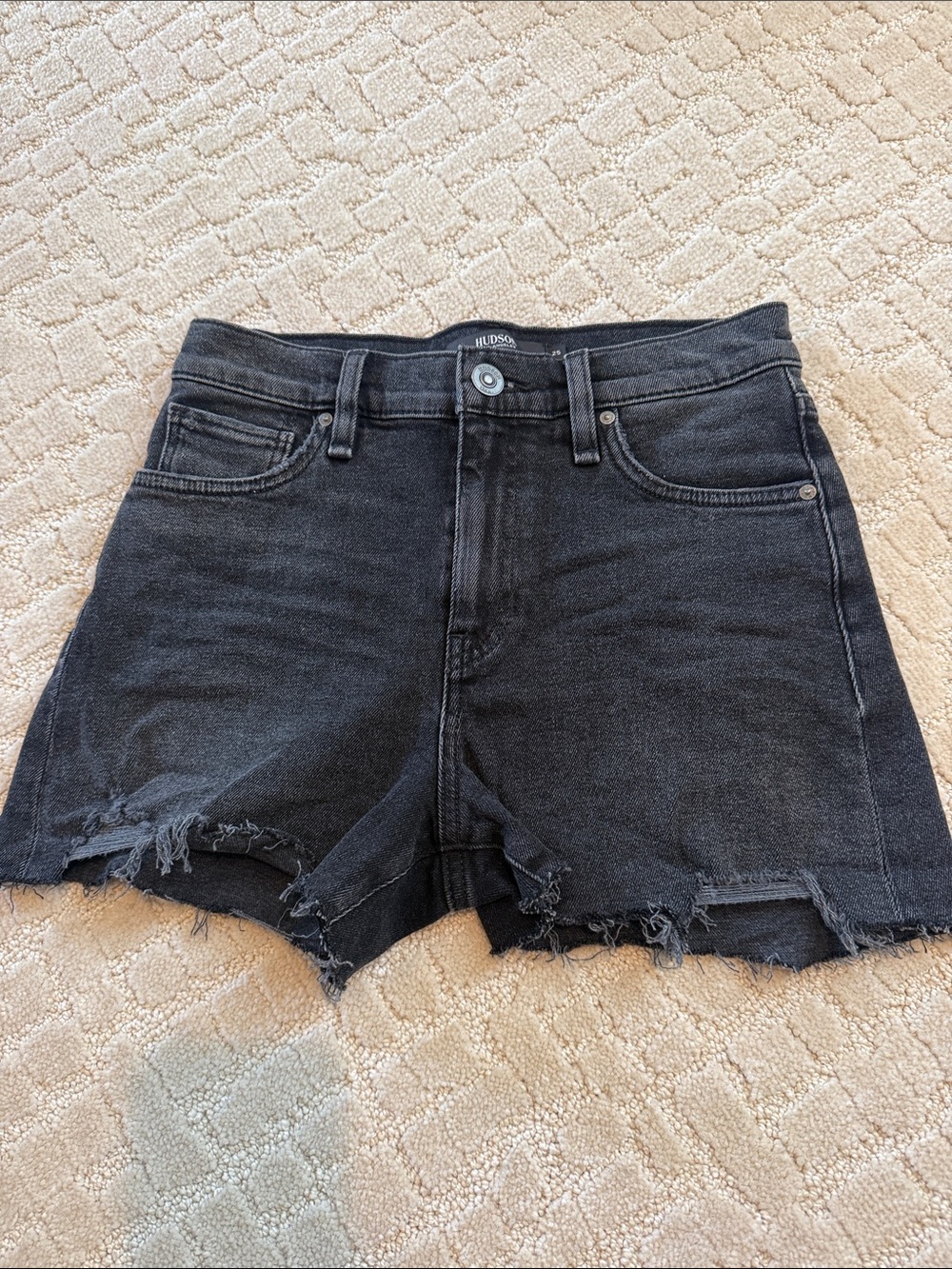 Hudson Jeans Black Raw-Hem Denim Cutoff Shorts
